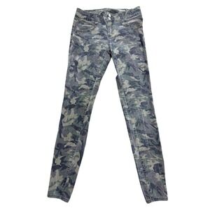 Jeans Womens 30 Green Camouflage Skinny Slim Mid Rise Stretch Denim Pants Camo